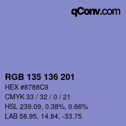 Color code: RGB 135 136 201 | qconv.com