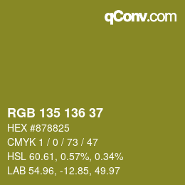 Color code: RGB 135 136 37 | qconv.com