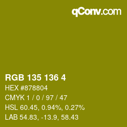 Color code: RGB 135 136 4 | qconv.com