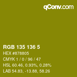 Color code: RGB 135 136 5 | qconv.com