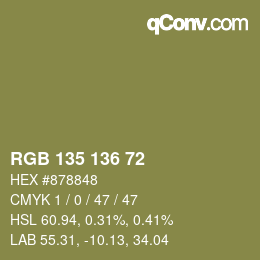 カラーコード: RGB 135 136 72 | qconv.com