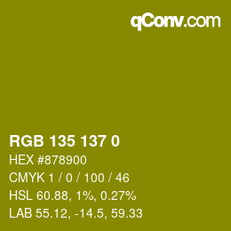 Color code: RGB 135 137 0 | qconv.com