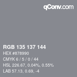 カラーコード: RGB 135 137 144 | qconv.com