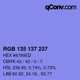 Color code: RGB 135 137 237 | qconv.com