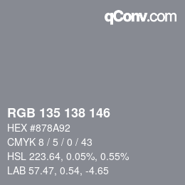 颜色代码: RGB 135 138 146 | qconv.com