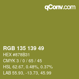 颜色代码: RGB 135 139 49 | qconv.com