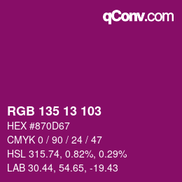 颜色代码: RGB 135 13 103 | qconv.com