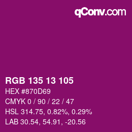 颜色代码: RGB 135 13 105 | qconv.com
