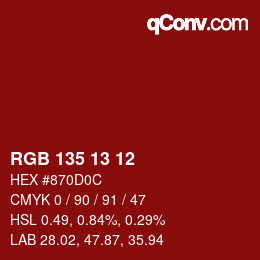 Color code: RGB 135 13 12 | qconv.com