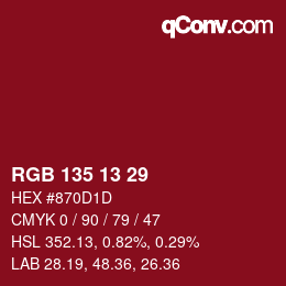 Color code: RGB 135 13 29 | qconv.com