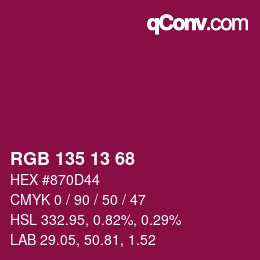 Color code: RGB 135 13 68 | qconv.com