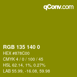 颜色代码: RGB 135 140 0 | qconv.com