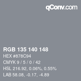 カラーコード: RGB 135 140 148 | qconv.com