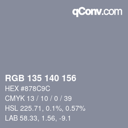 颜色代码: RGB 135 140 156 | qconv.com