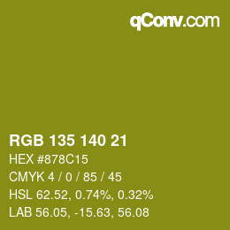 カラーコード: RGB 135 140 21 | qconv.com