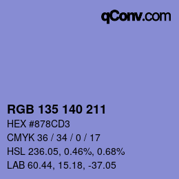 カラーコード: RGB 135 140 211 | qconv.com