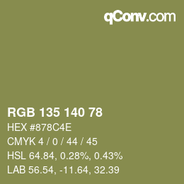 カラーコード: RGB 135 140 78 | qconv.com