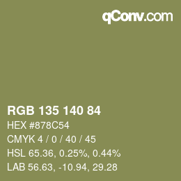 カラーコード: RGB 135 140 84 | qconv.com