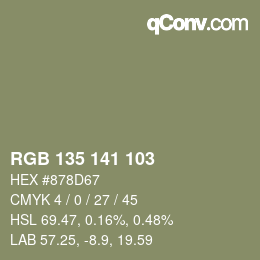 カラーコード: RGB 135 141 103 | qconv.com