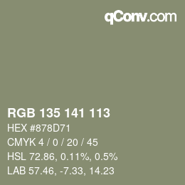 Farbcode: RGB 135 141 113 | qconv.com