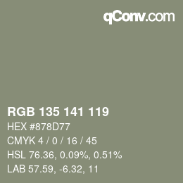 颜色代码: RGB 135 141 119 | qconv.com