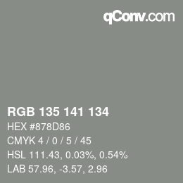 Color code: RGB 135 141 134 | qconv.com