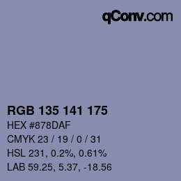 カラーコード: RGB 135 141 175 | qconv.com