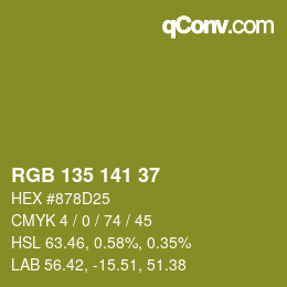カラーコード: RGB 135 141 37 | qconv.com