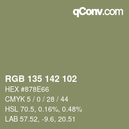 Color code: RGB 135 142 102 | qconv.com