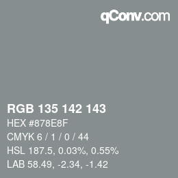 カラーコード: RGB 135 142 143 | qconv.com