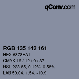 颜色代码: RGB 135 142 161 | qconv.com