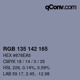 Color code: RGB 135 142 165 | qconv.com