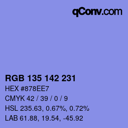 カラーコード: RGB 135 142 231 | qconv.com