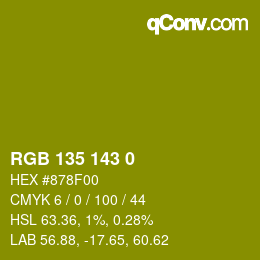 颜色代码: RGB 135 143 0 | qconv.com