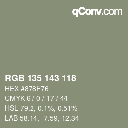 颜色代码: RGB 135 143 118 | qconv.com