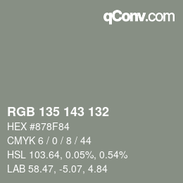 Color code: RGB 135 143 132 | qconv.com