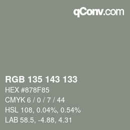 颜色代码: RGB 135 143 133 | qconv.com