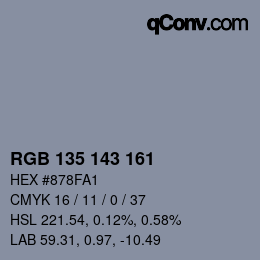 カラーコード: RGB 135 143 161 | qconv.com