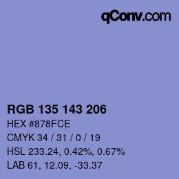 カラーコード: RGB 135 143 206 | qconv.com