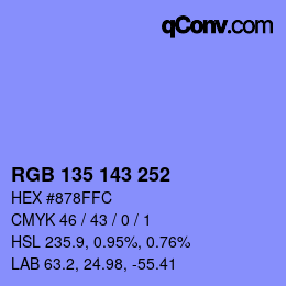 Color code: RGB 135 143 252 | qconv.com