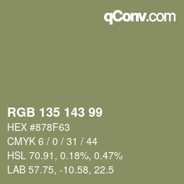 Código de color: RGB 135 143 99 | qconv.com