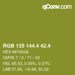 カラーコード: RGB 135 144.4 42.4 | qconv.com