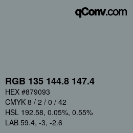 カラーコード: RGB 135 144.8 147.4 | qconv.com
