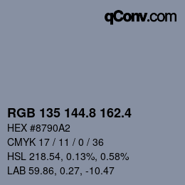カラーコード: RGB 135 144.8 162.4 | qconv.com