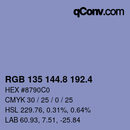 カラーコード: RGB 135 144.8 192.4 | qconv.com
