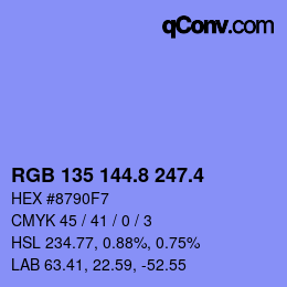 カラーコード: RGB 135 144.8 247.4 | qconv.com