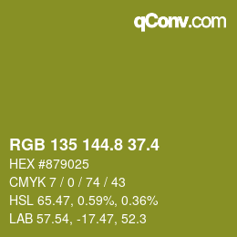 カラーコード: RGB 135 144.8 37.4 | qconv.com