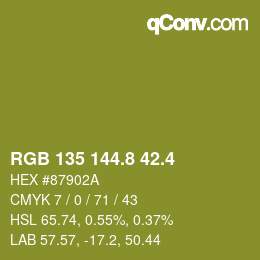 カラーコード: RGB 135 144.8 42.4 | qconv.com