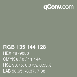 カラーコード: RGB 135 144 128 | qconv.com