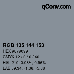 Color code: RGB 135 144 153 | qconv.com